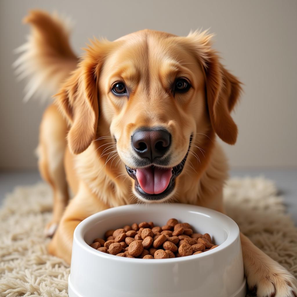 Dog Enjoying Lamb Meal Food