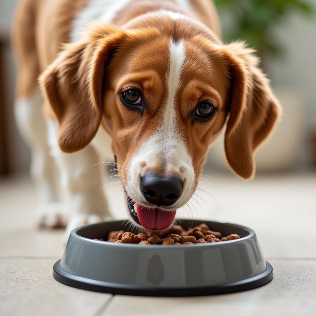 Dog Eating Low Phosphorus Wet Food