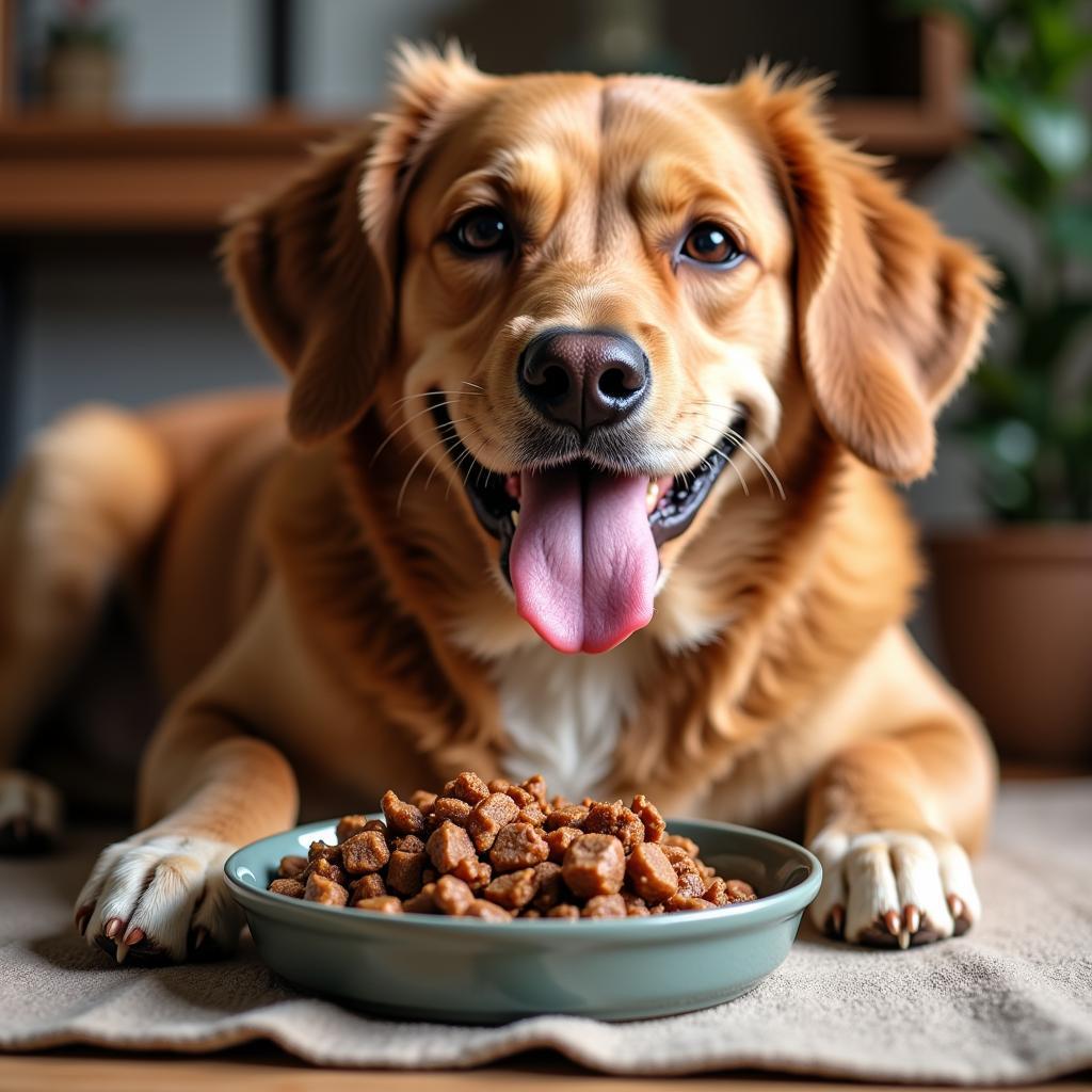 Dog Enjoying Organic Lamb Food