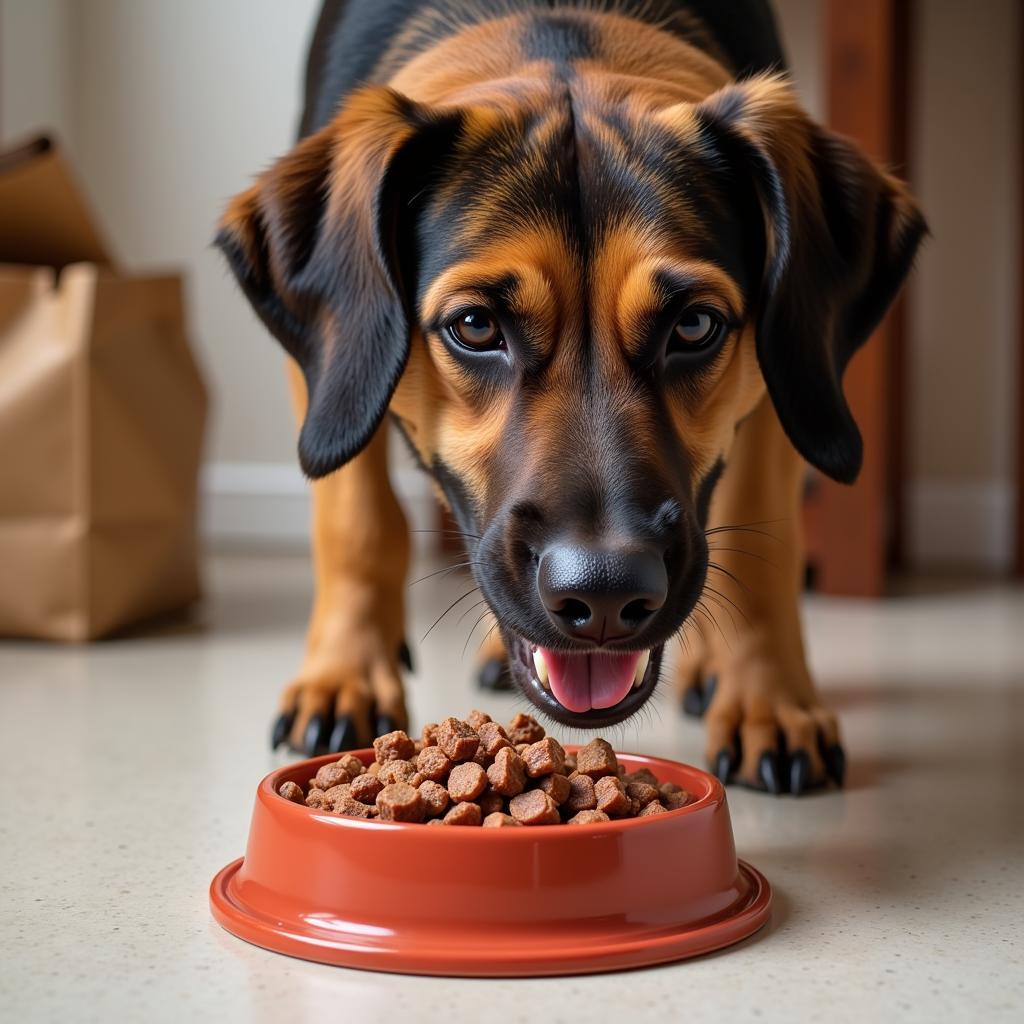 Dog Eating Wild Raw Food