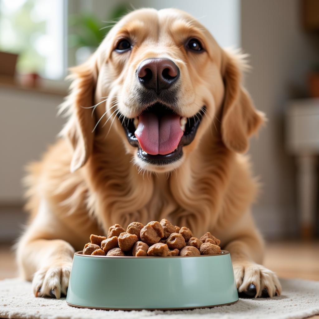 Dog Enjoying Fresh Lamb Food