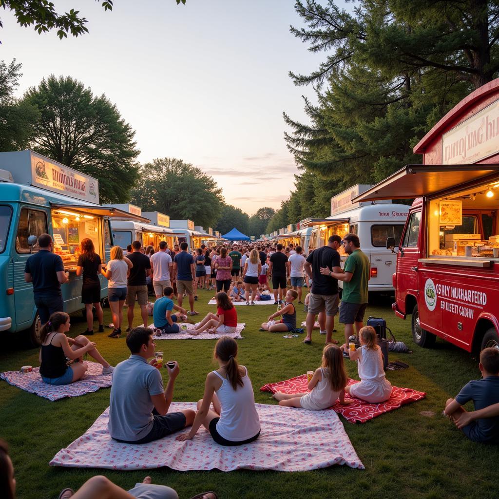 Crowds enjoying the East Hanover Food Truck Festival