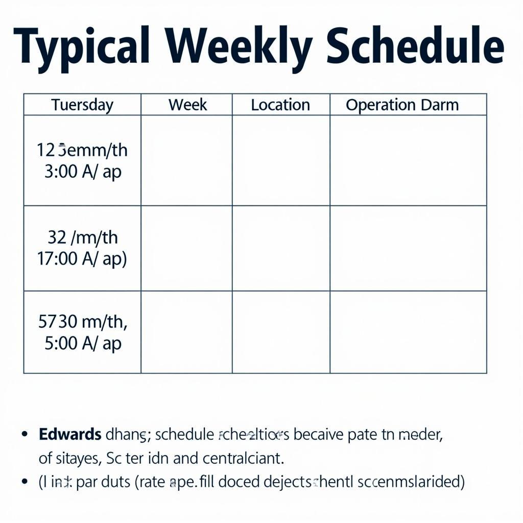 Example of Edwards Food Truck Weekly Schedule