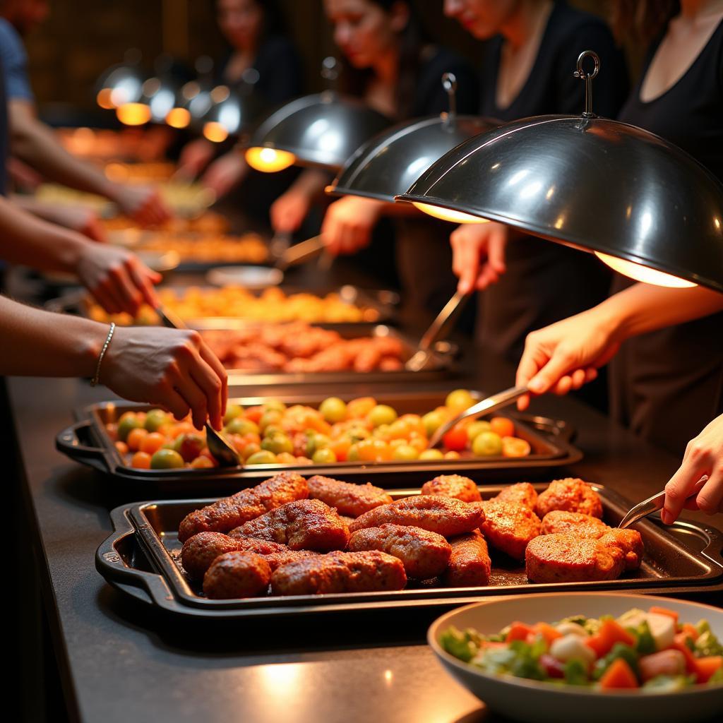 Electric BBQ Food Warmer at a Buffet Setup