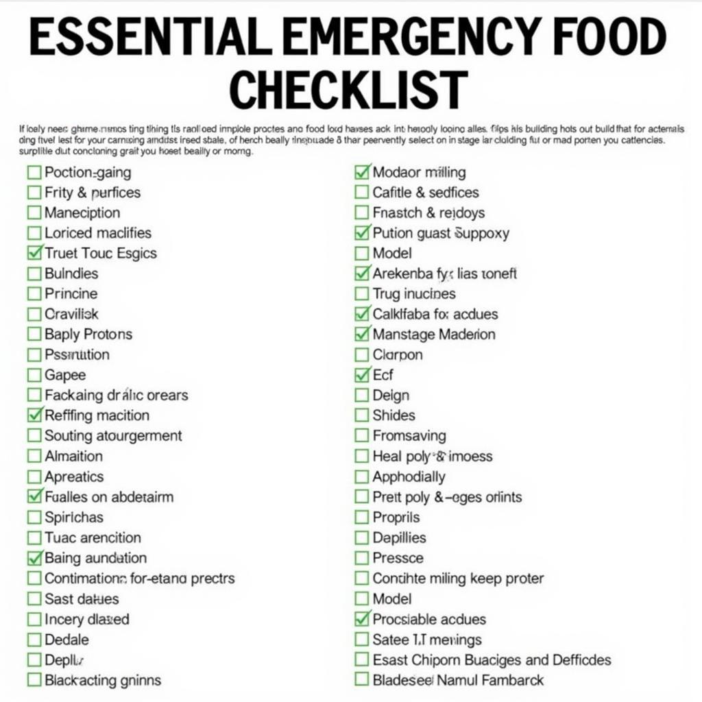 Emergency Food Checklist