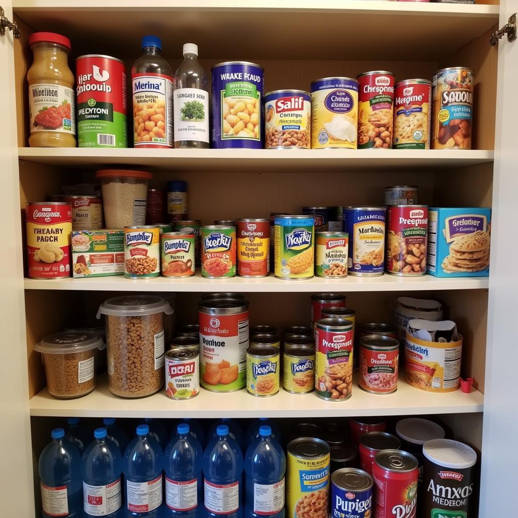 Pantry stocked with emergency food supplies