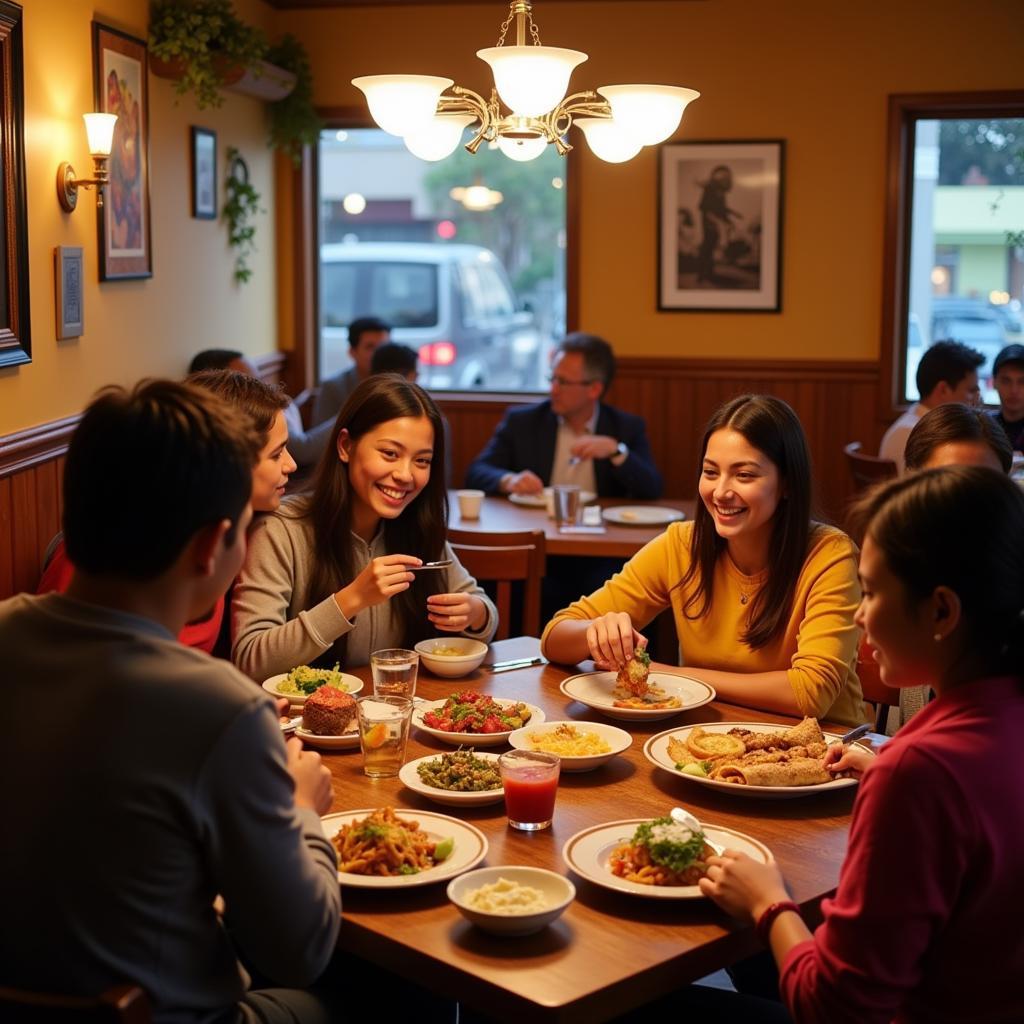 Family enjoying a Mexican dinner in Emeryville