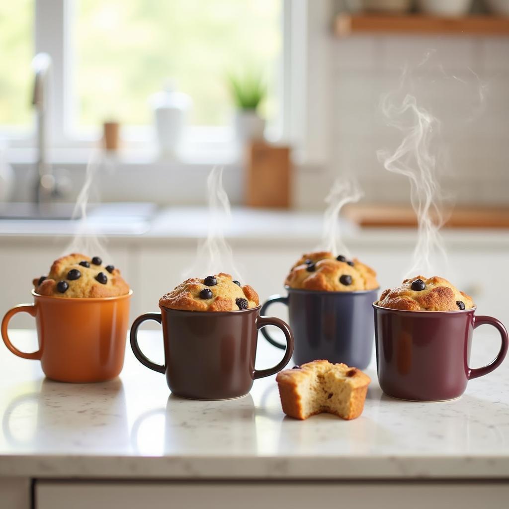 Assortment of delicious enliven foods mug muffins in various flavors