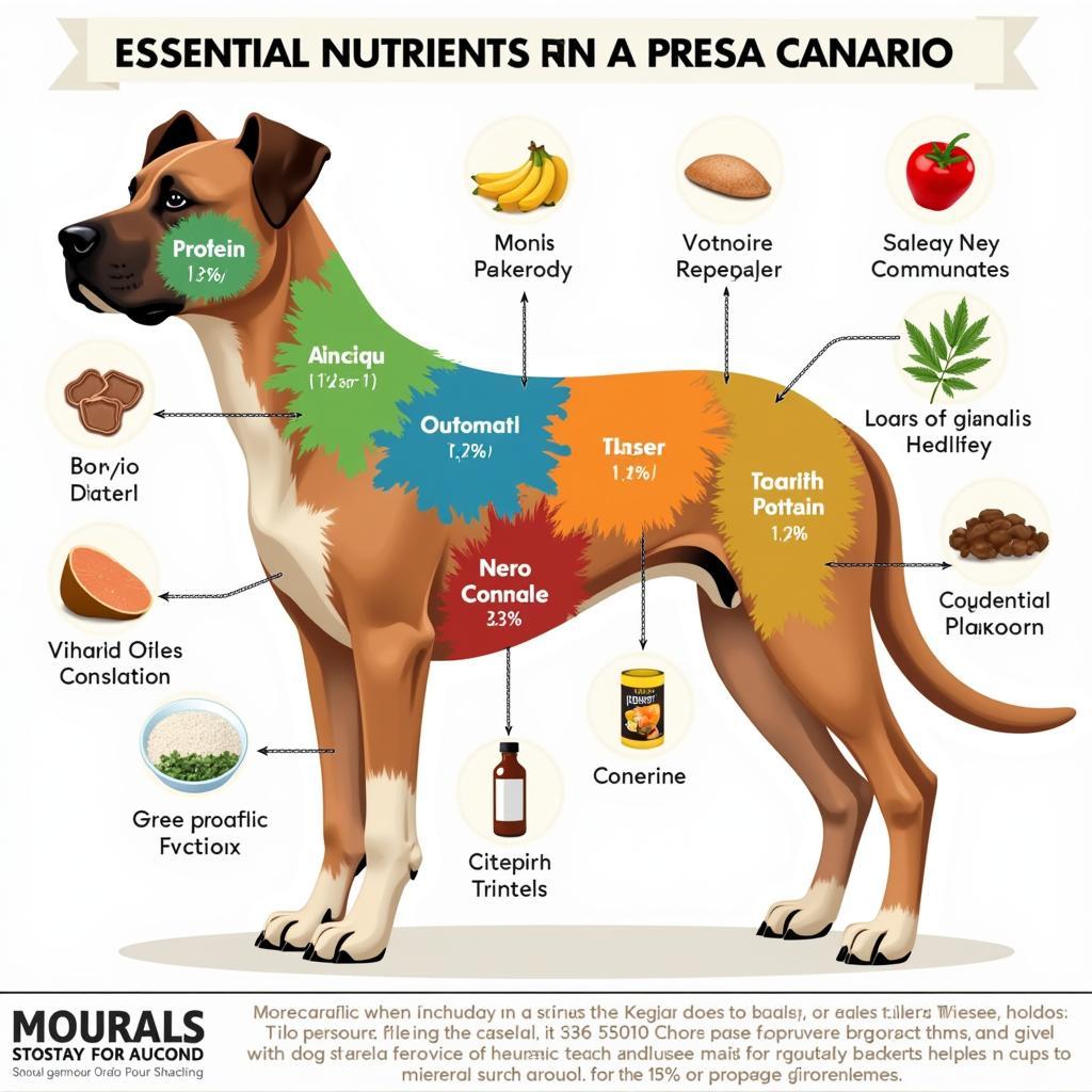 Chart showing the essential nutrients required for Presa Canario growth