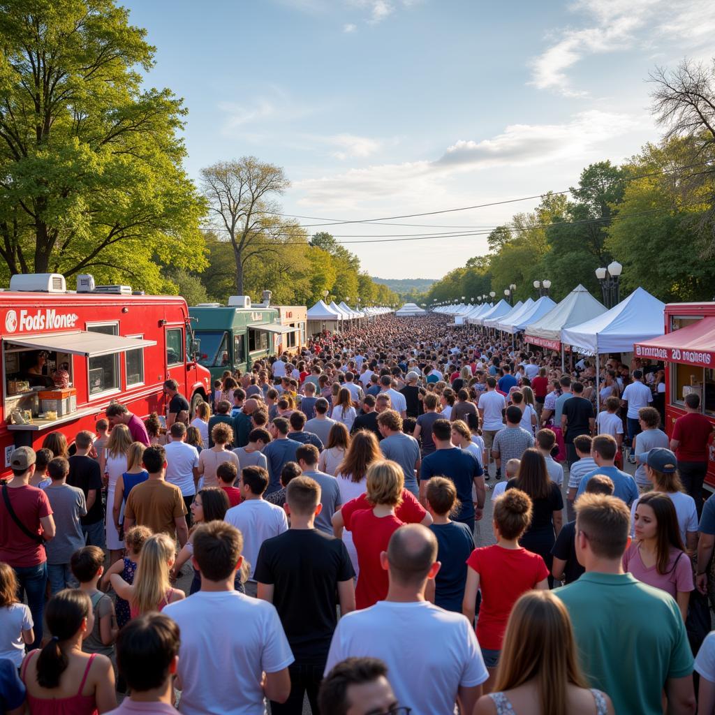 Crowds enjoying the Evans Food Truck Festival