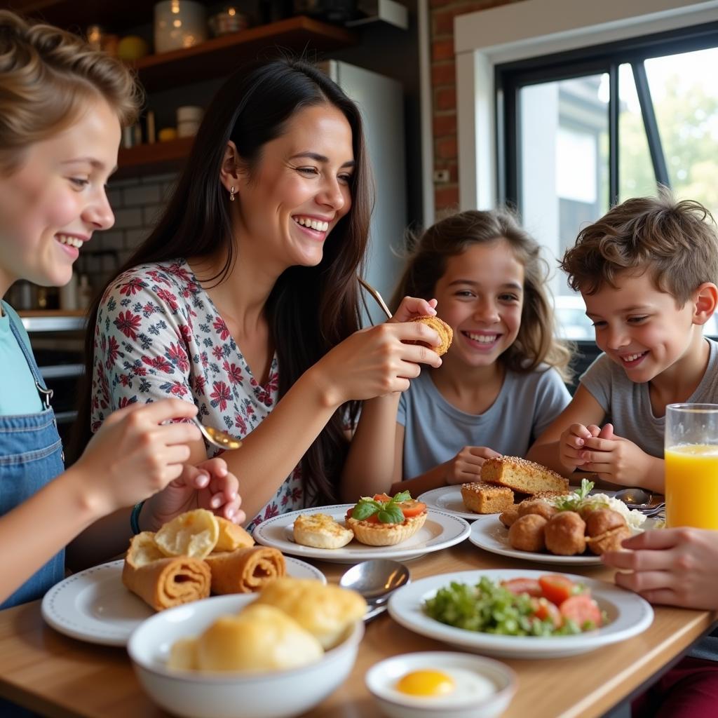 Family Enjoying a Food Truck Meal