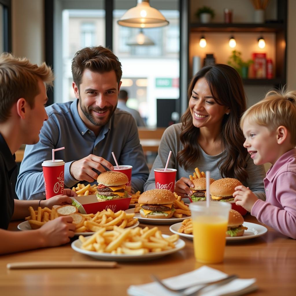 A Family Enjoying a Fast Food Wednesday Deal