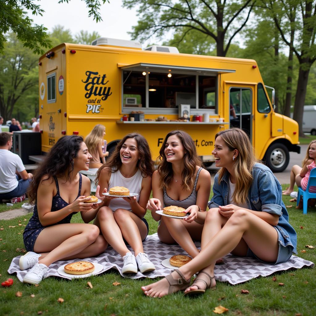 Customers Enjoying Pies at Fat Guy and a Pie Food Truck