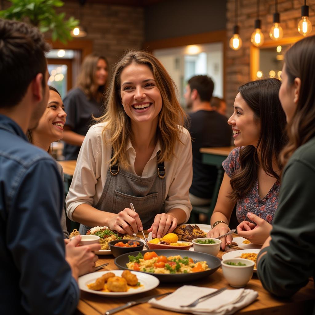 Food ambassador sharing stories with friends