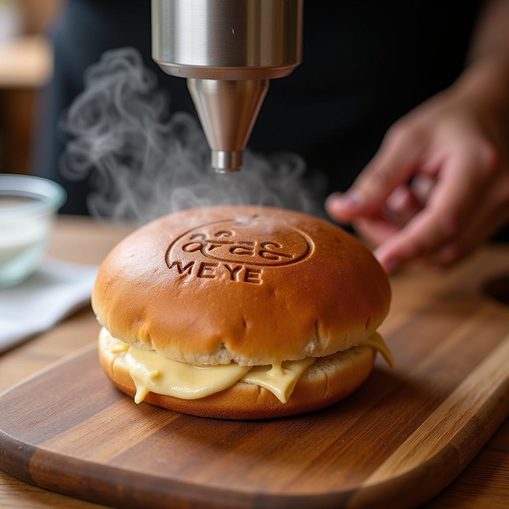 Using a Food Branding Iron on a Burger Bun