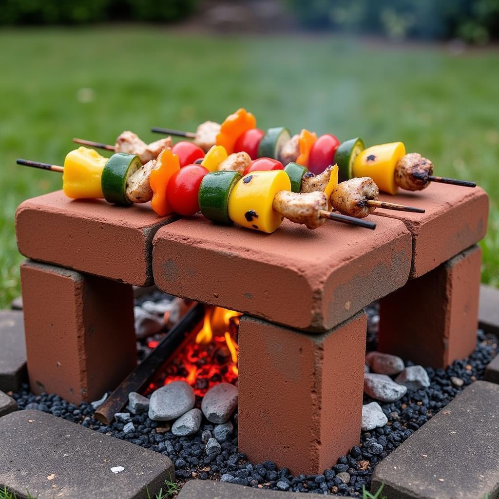 Food Brick Grill Setup