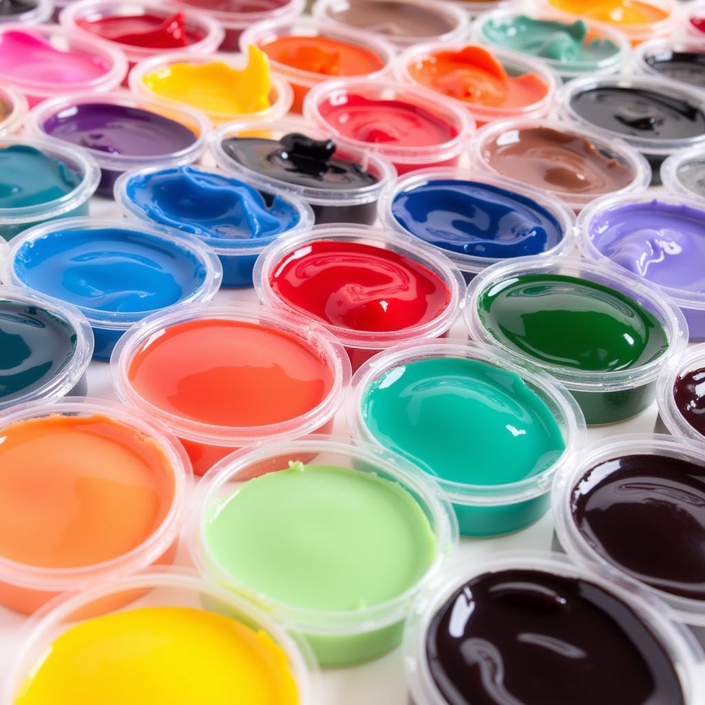 A variety of food coloring gels in different colors.