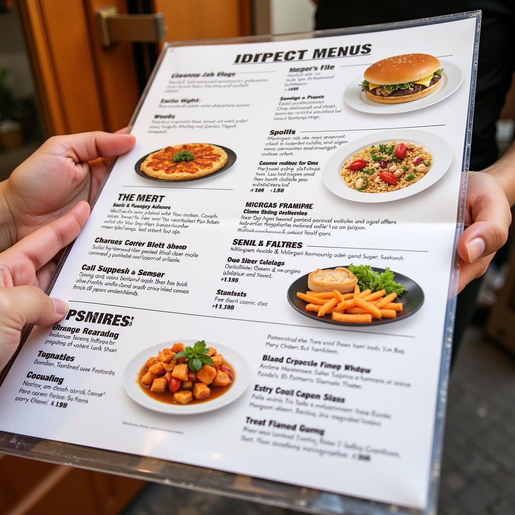 Diverse menu options displayed on a food delivery cart