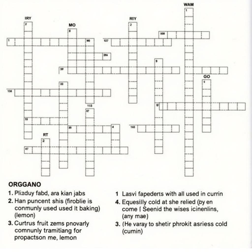 Food Flavouring Crossword Puzzle Clues