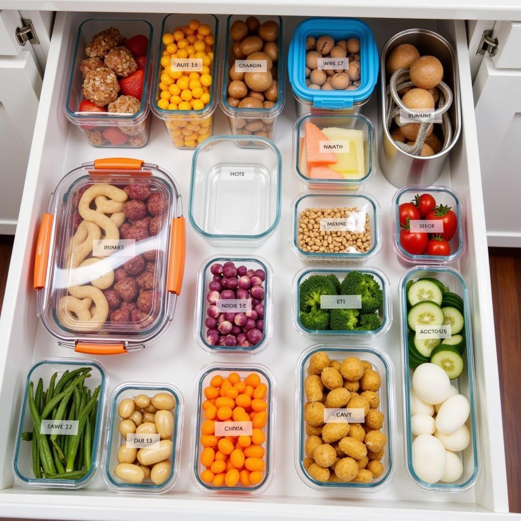 Various food lock containers for kitchen organization