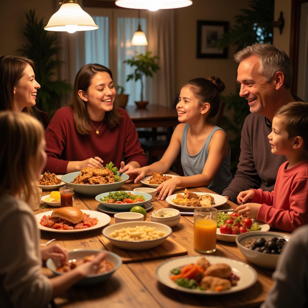 Family enjoying a meal together