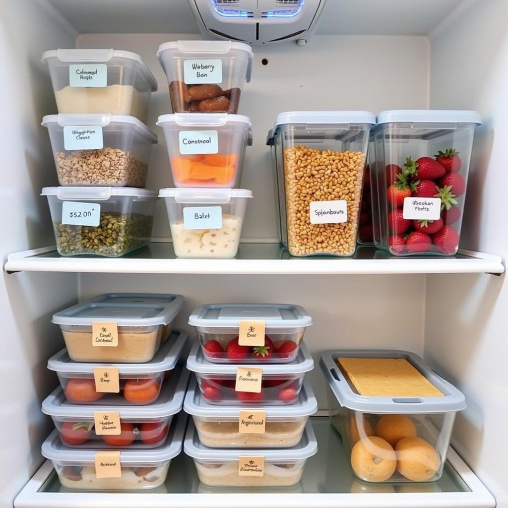 Organized Fridge with Food Prep Labels