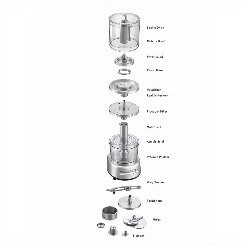 Exploded View of Food Processor Parts