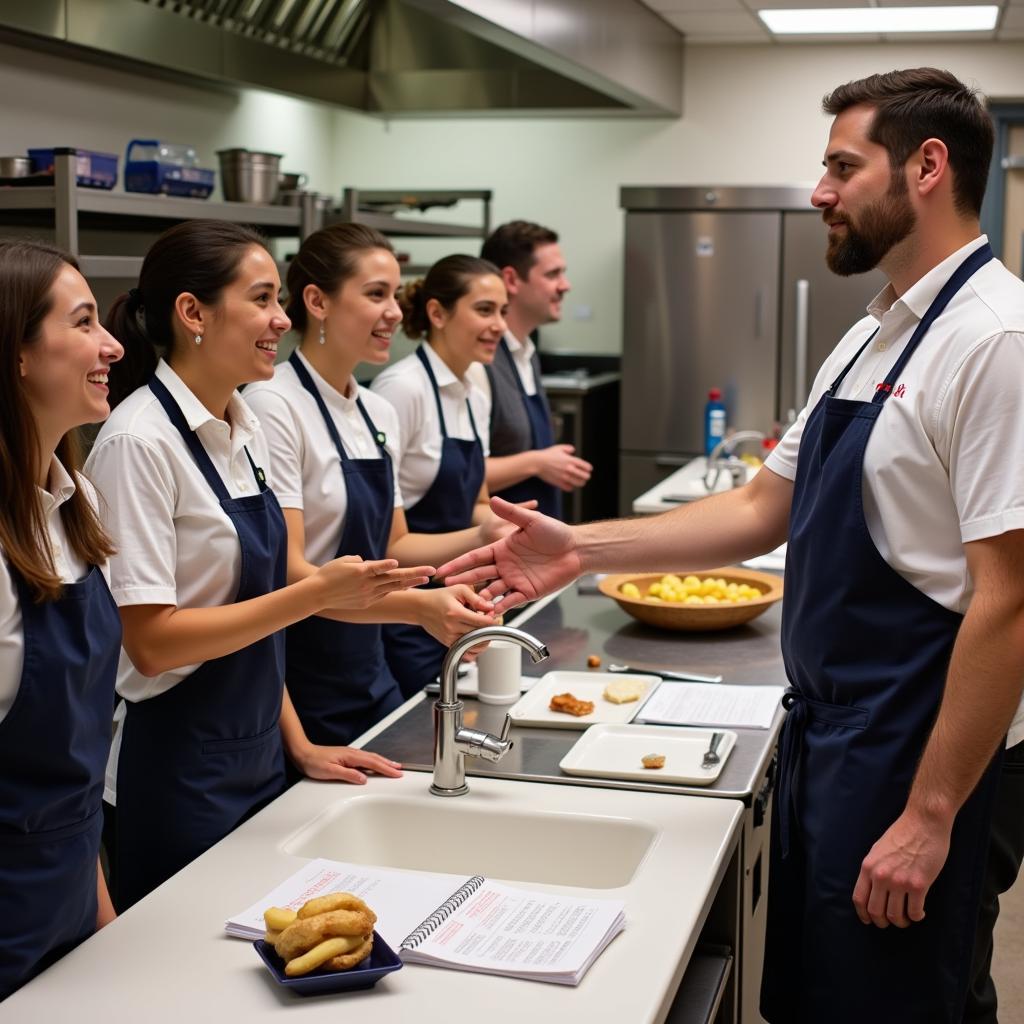 Food Safety Training in a Kitchen Setting (Spanish)