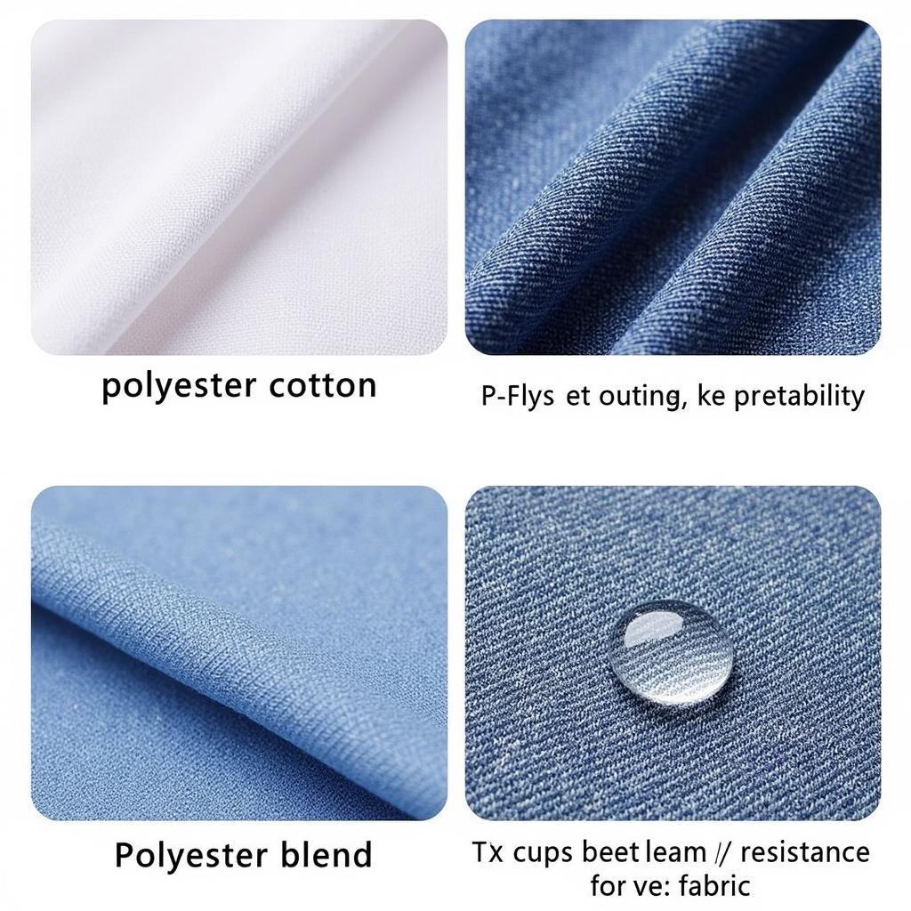 Close-up shots of different food service shirt fabrics, highlighting texture and breathability.