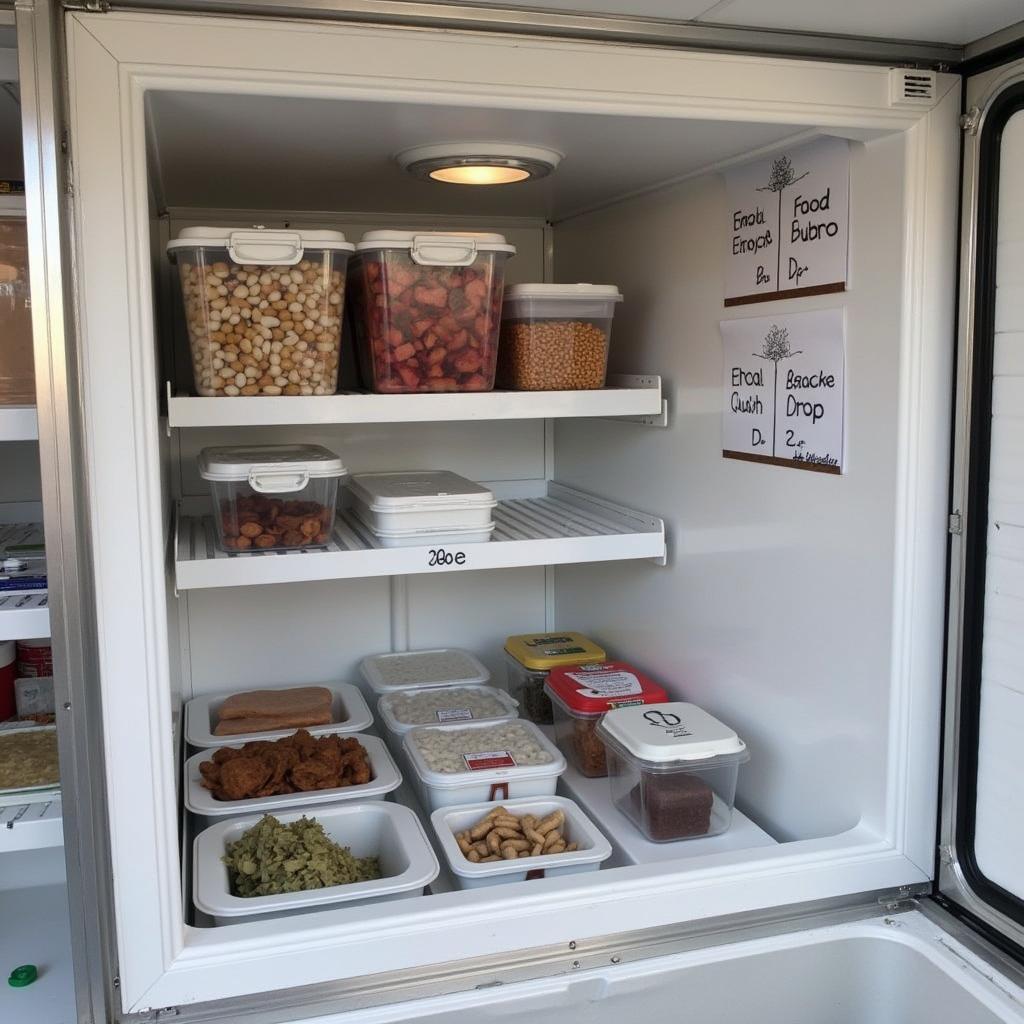 Organized Deep Freezer in a Food Truck