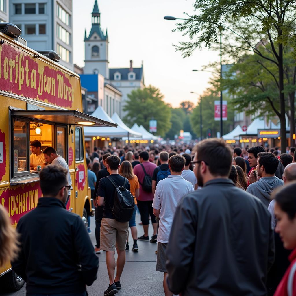 Long lines at a popular food truck in Hickory NC