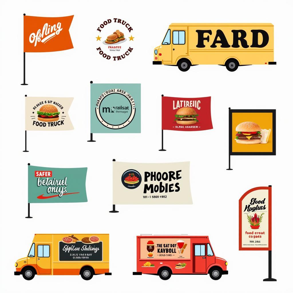 Examples of effective food truck flag designs.