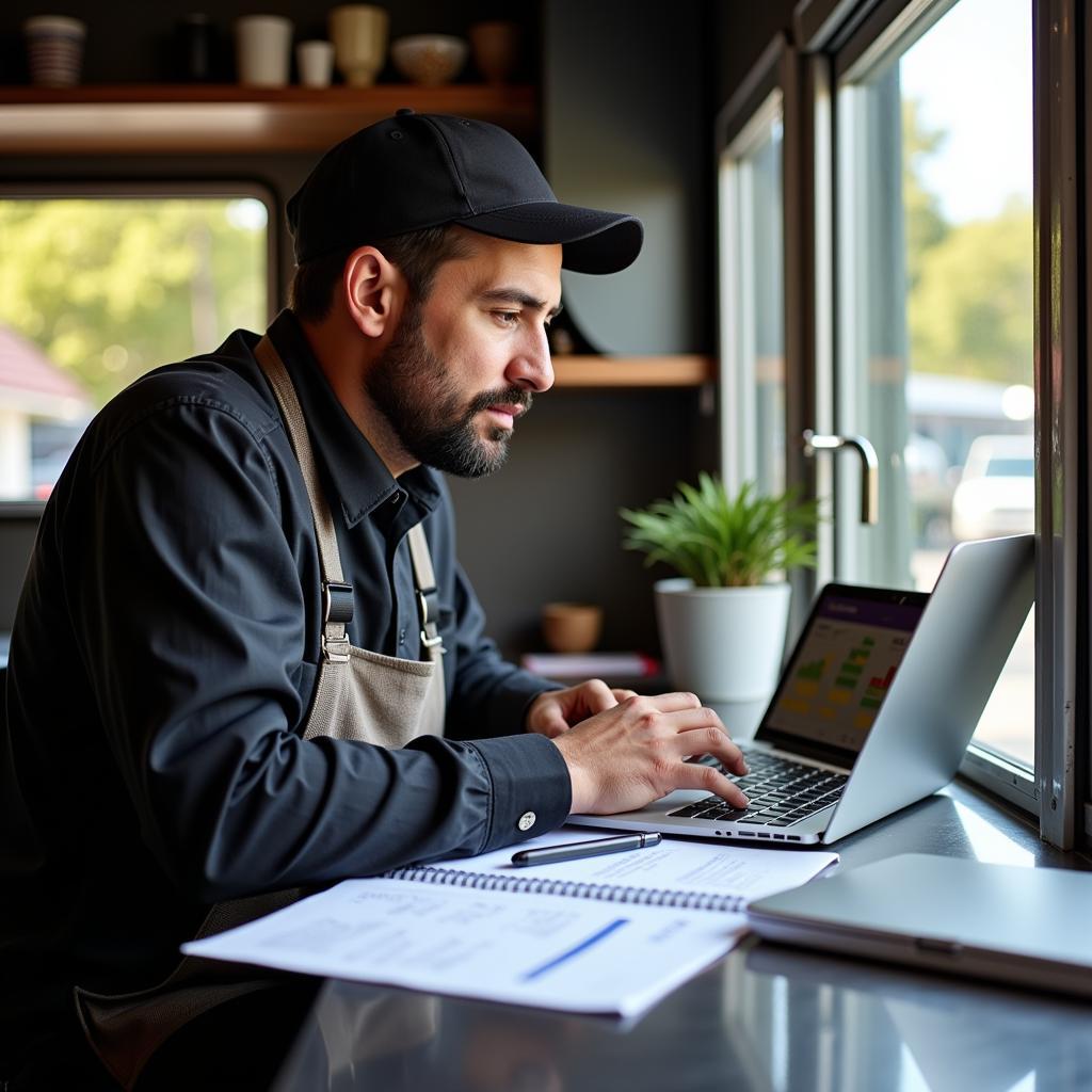 Food Truck Owner Managing Finances