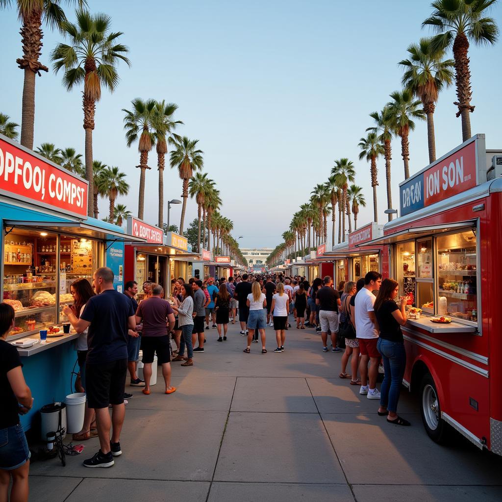 Bustling Food Truck Scene in Venice