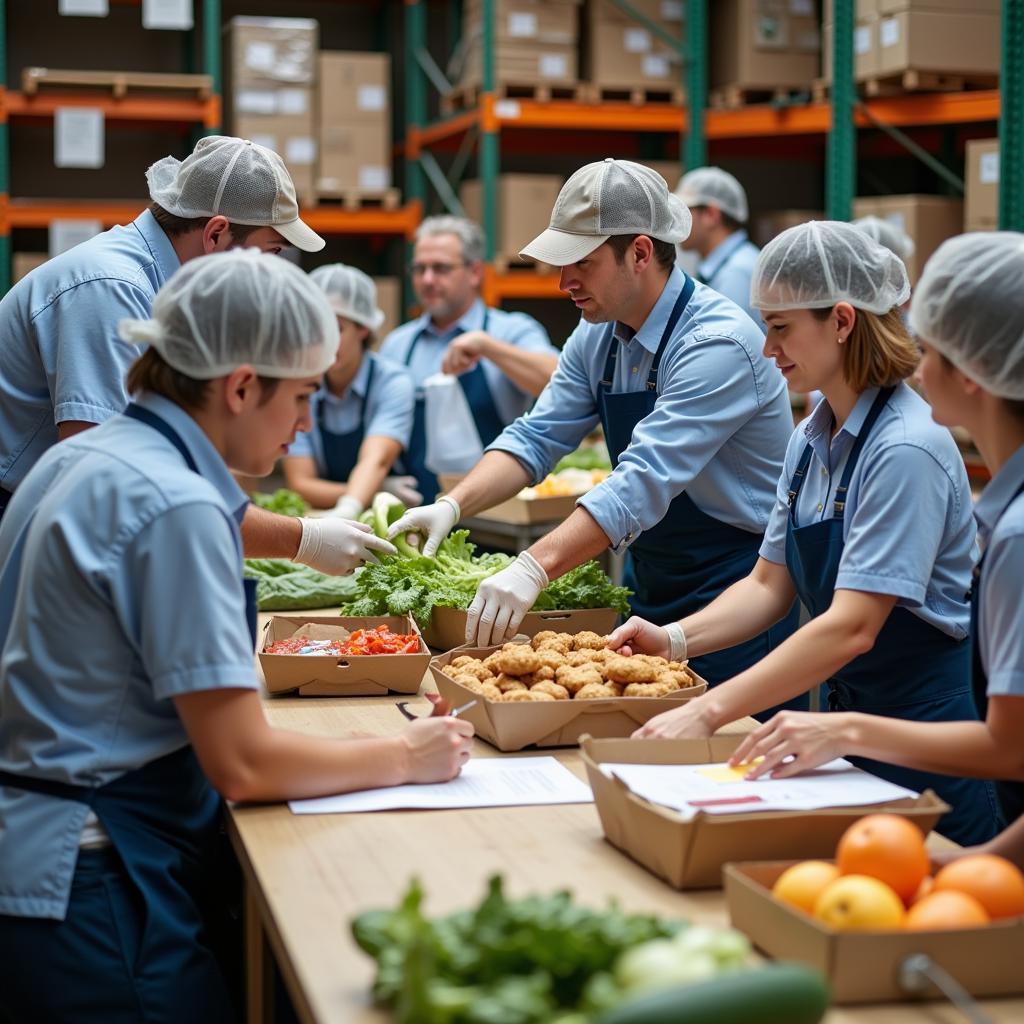 Food warehouse staff undergoing training