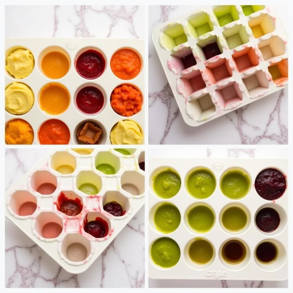 Freezing baby food in ice cube trays for portion control.