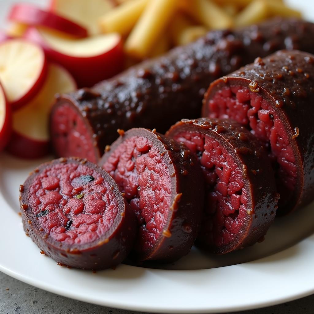 Sliced French Blood Sausage on a Plate