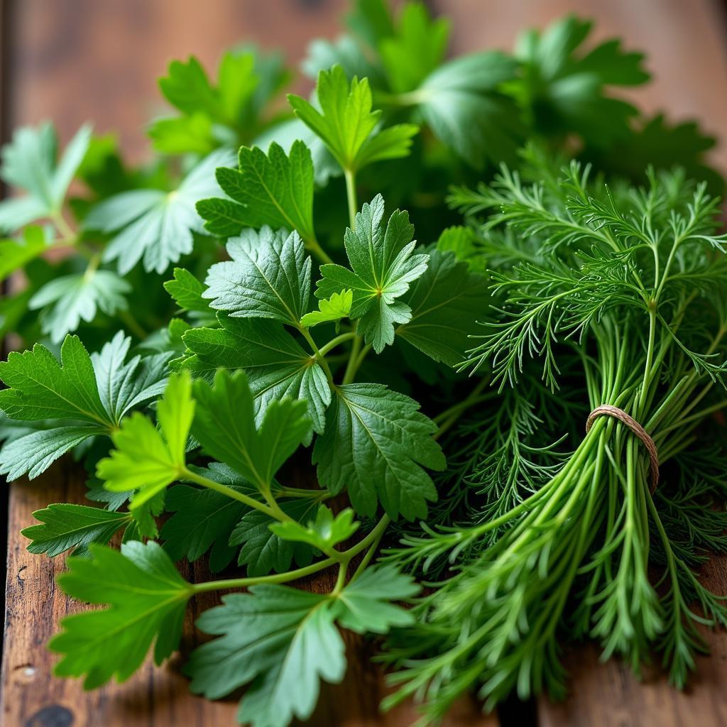 Fresh herbs in an Iranian food store.