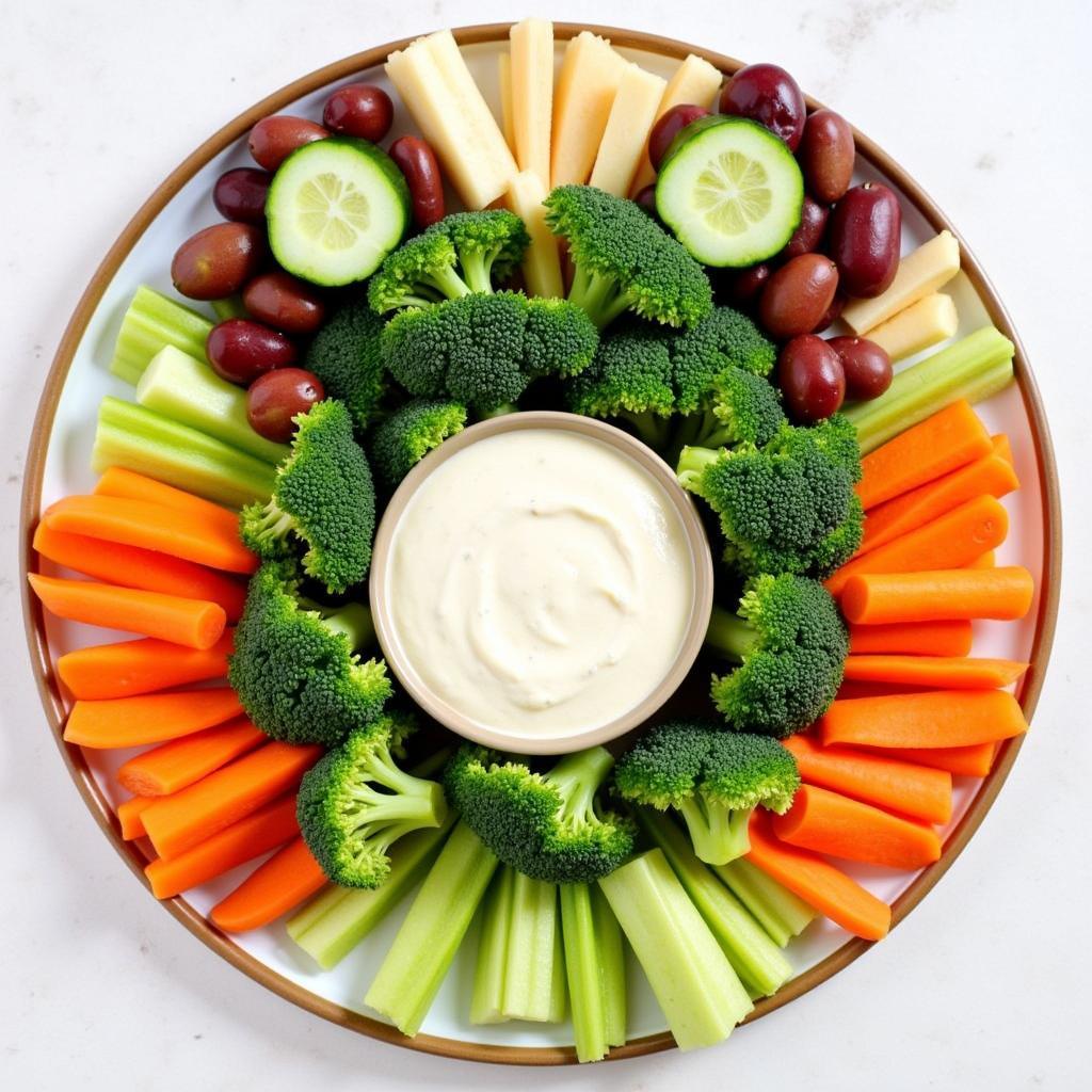 A platter of vegetables arranged in the shape of a frog.