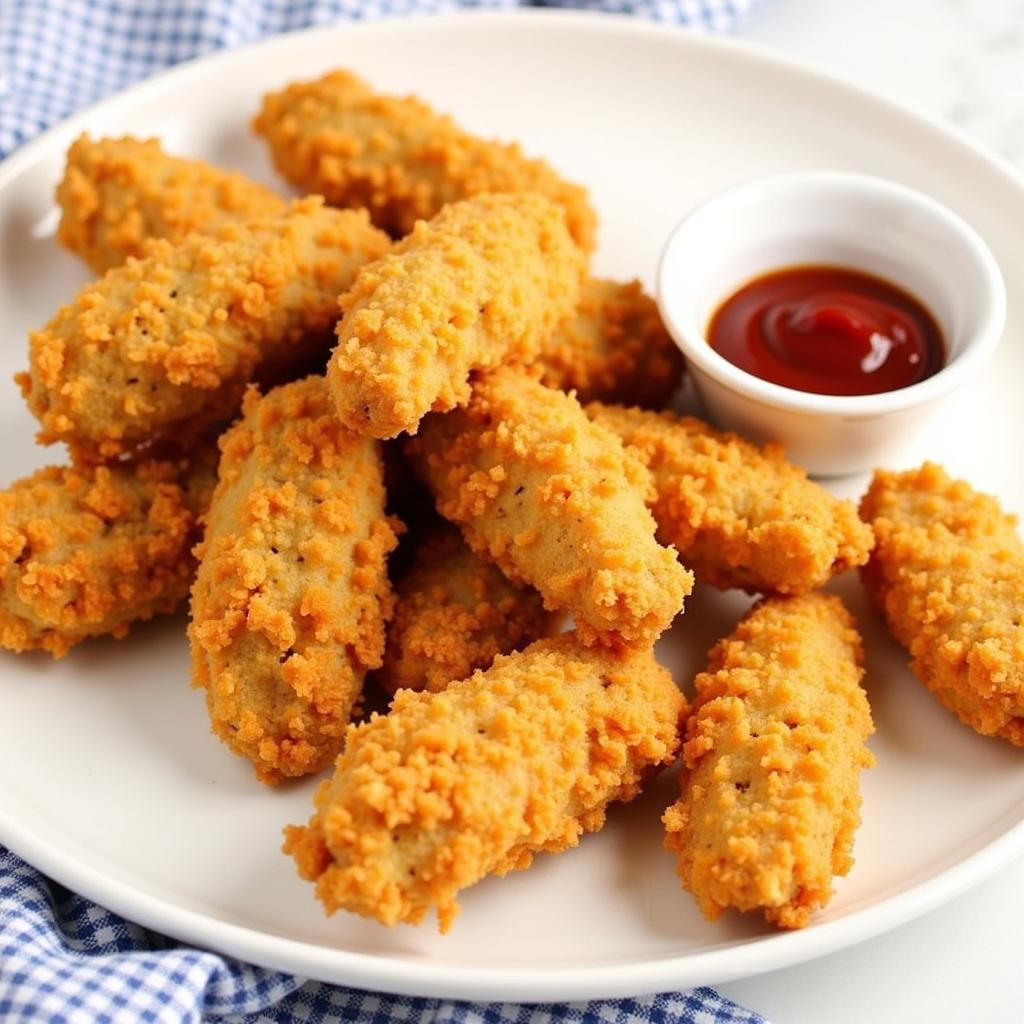 Crispy golden-brown Gardein Seven Grain Tenders on a plate