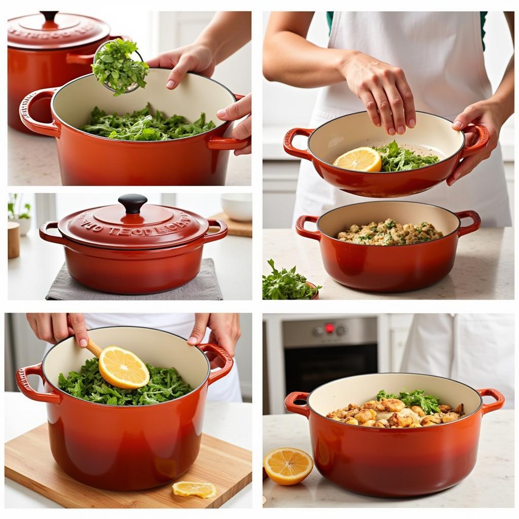 Glazed terracotta pots used in food preparation