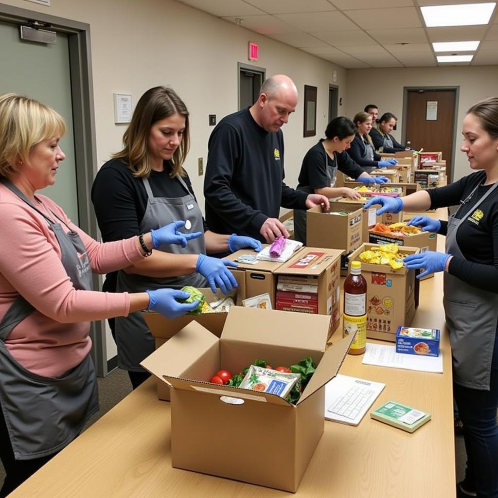 Glen Burnie Food Bank Volunteers Packing Boxes