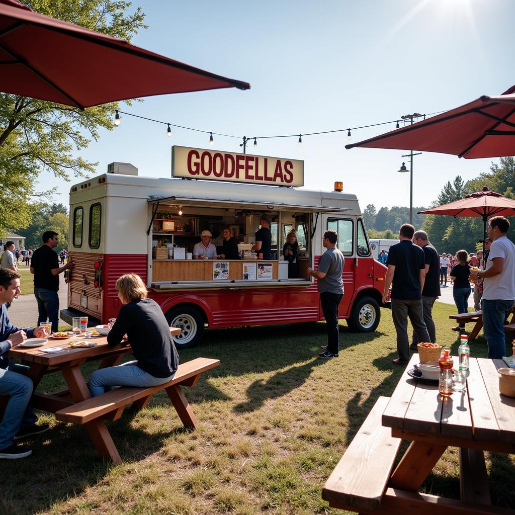 Customers Enjoying Food from Goodfellas Food Truck