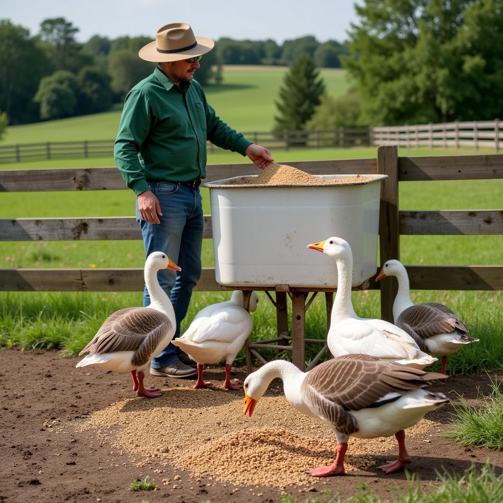 Feeding Geese with Pellets