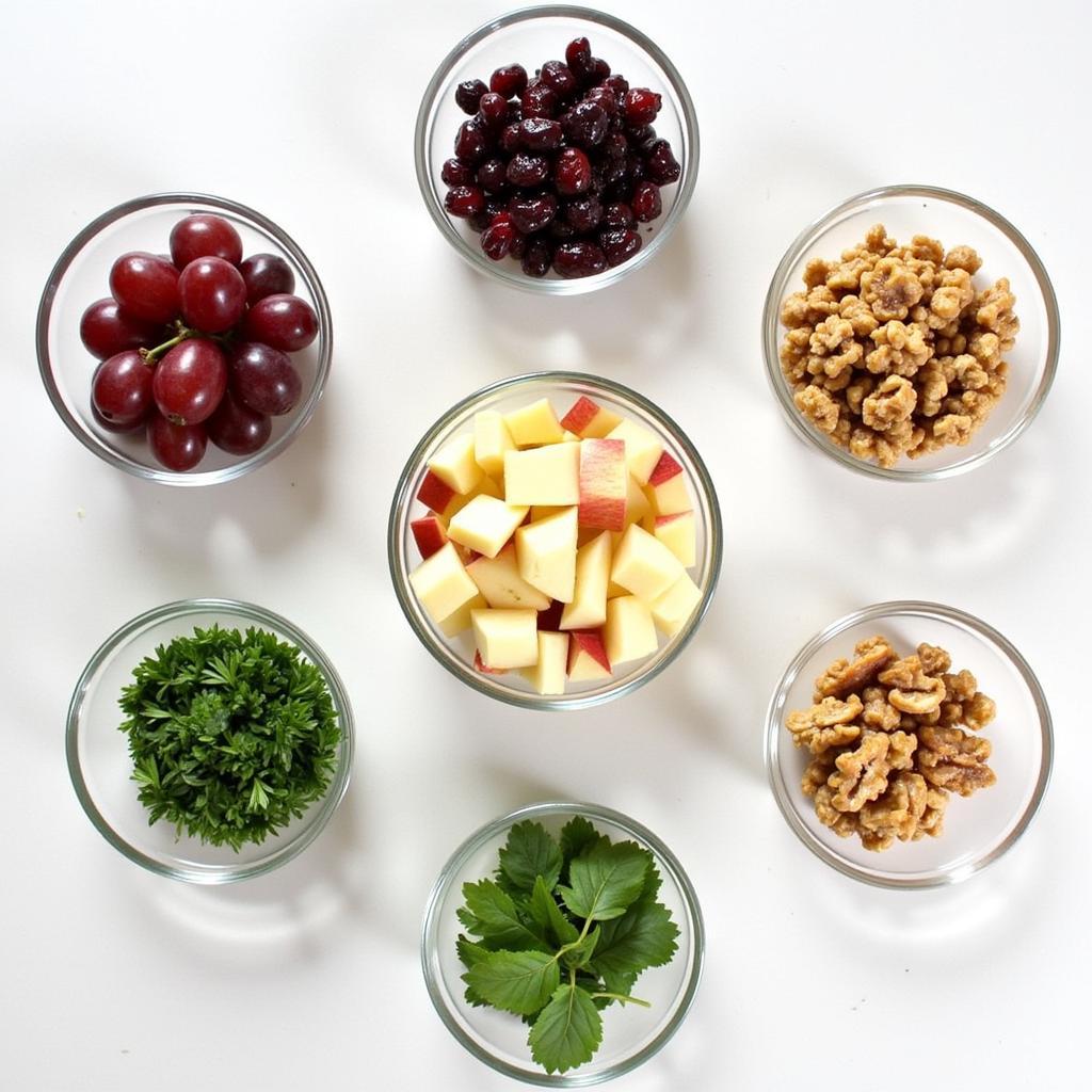 Adding different ingredients to Gordon Food Service chicken salad: grapes, cranberries, walnuts, apples