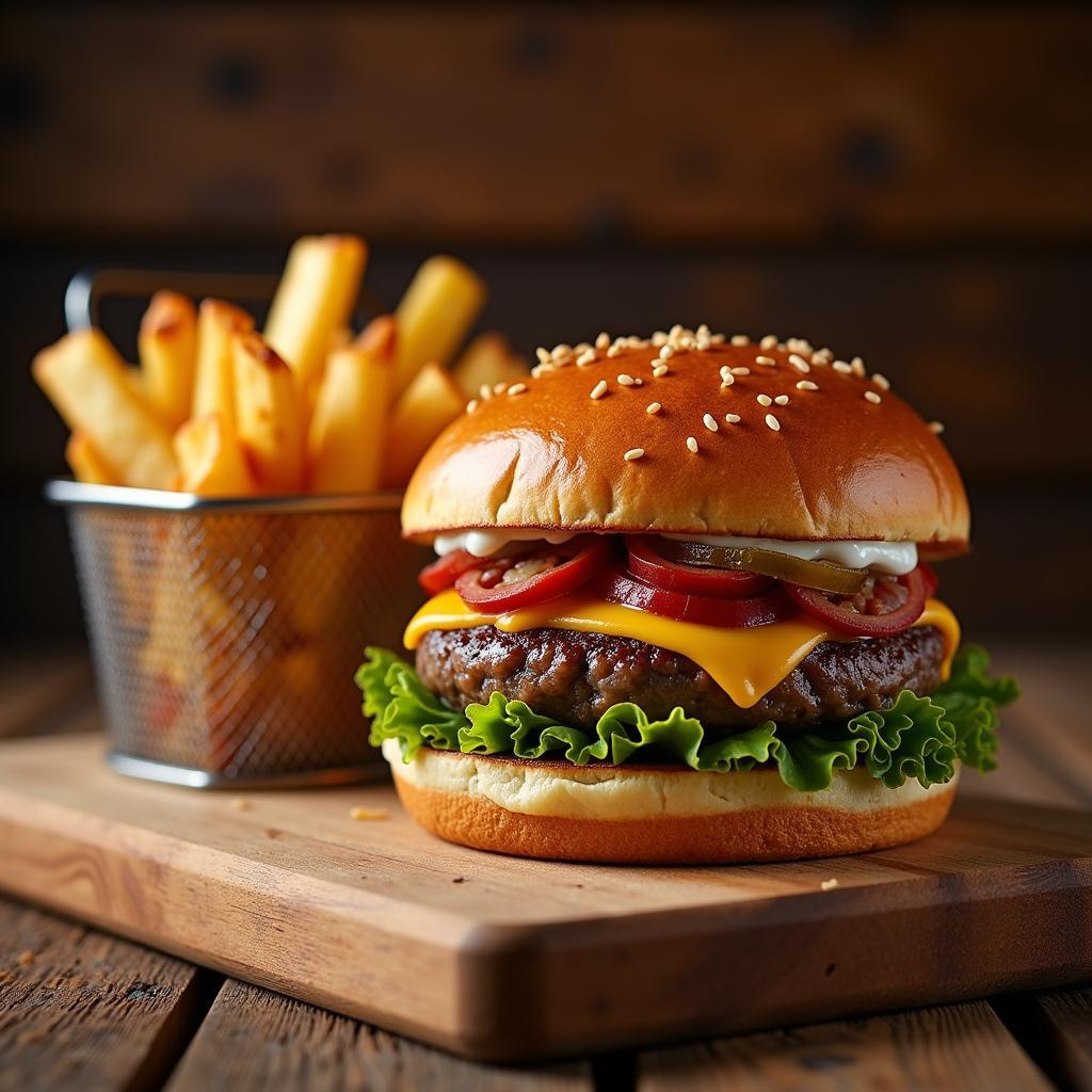 Gourmet Burger with Truffle Fries