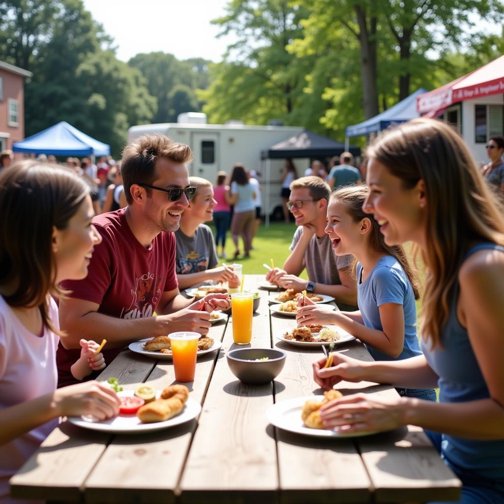 Families Enjoying the Greensboro Food Truck Festival