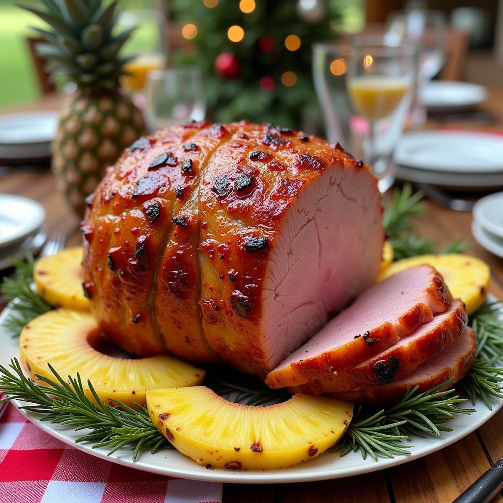 Grilled Pineapple Ham for Christmas in July