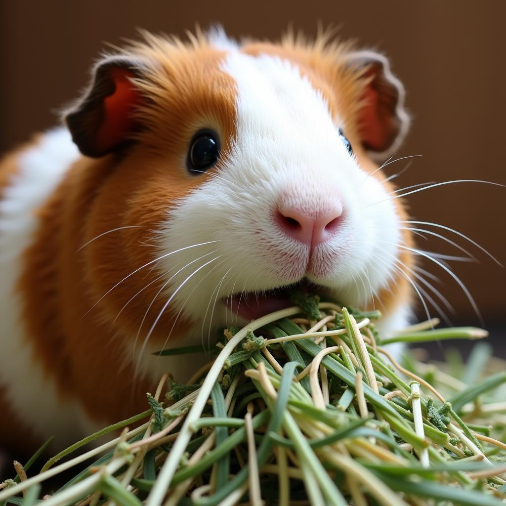 A Guinea Pig Eating Hay