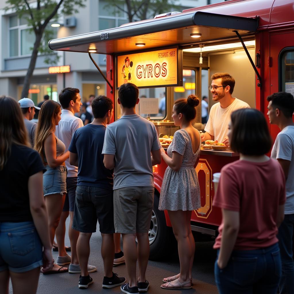 Gyro Food Truck Serving Happy Customers